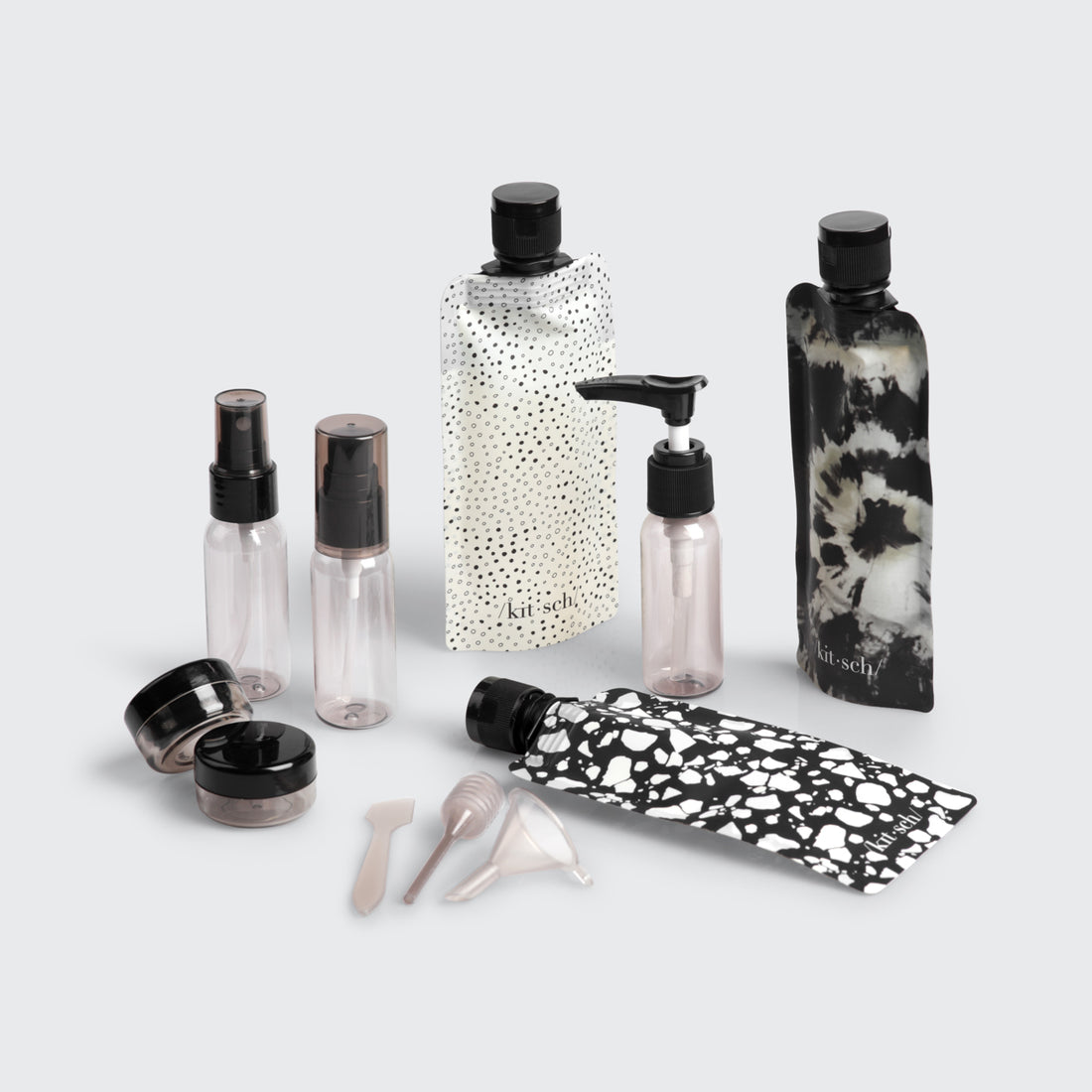 Black & Ivory Travel Bottles for Toiletries 11pc Set