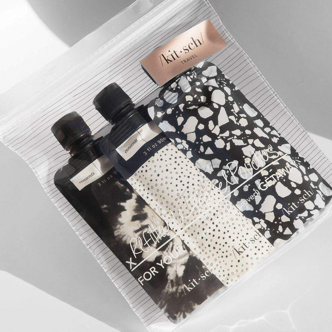Black & Ivory Travel Bottles for Toiletries 3pc Set