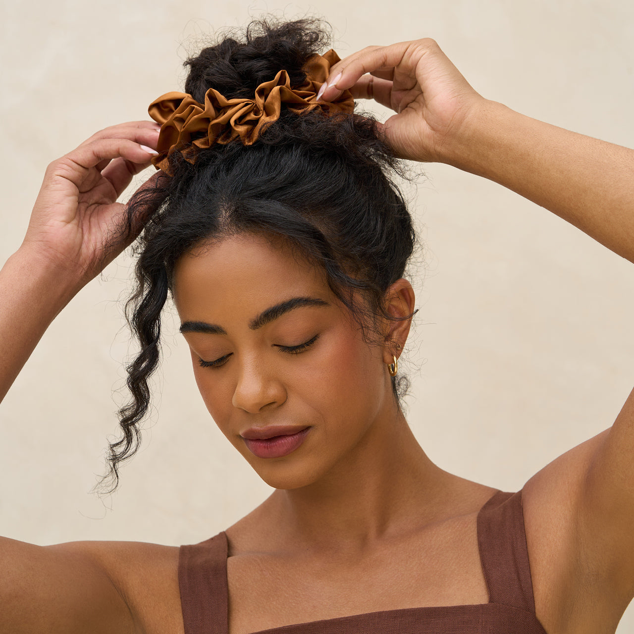 Camel Ruffle Scrunchie