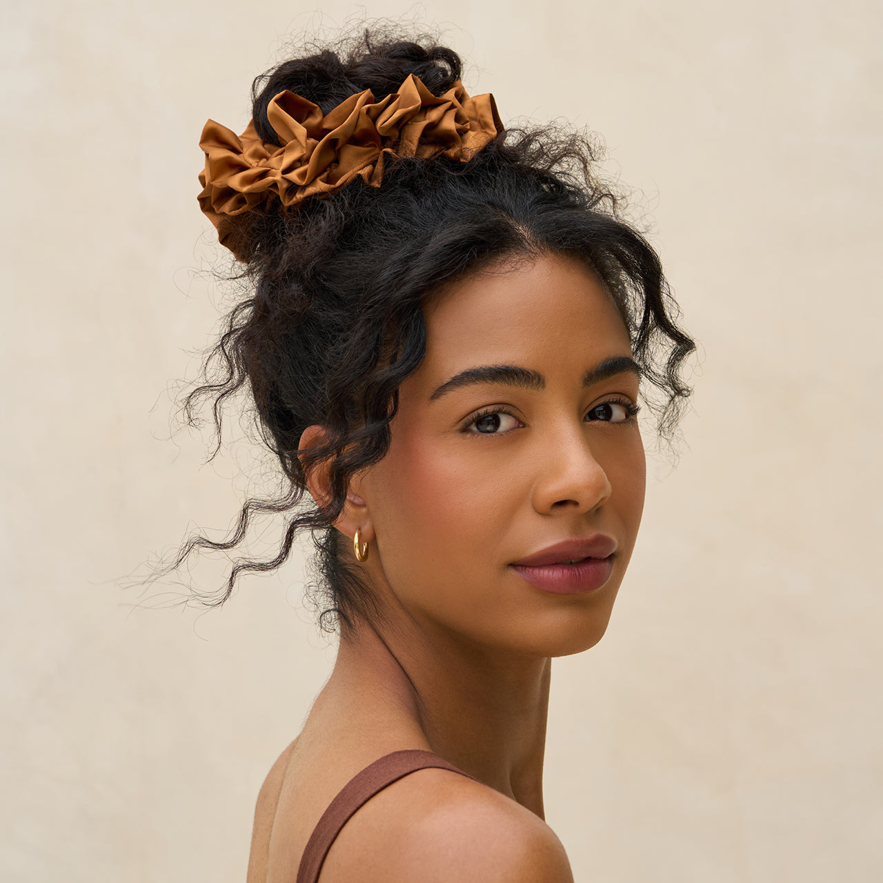 Camel Ruffle Scrunchie