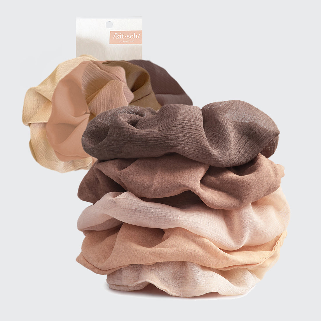 Crepe Scrunchie 5pc - Terra Cotta