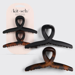 Black & Tort Loop Claw Clips 2pc Set - Large