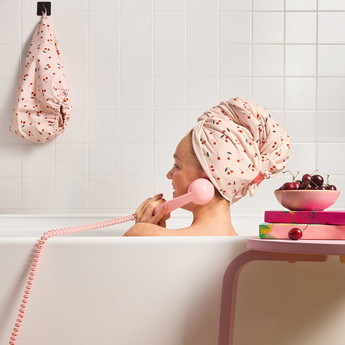 Cherry Print XL Hair Towel Wrap