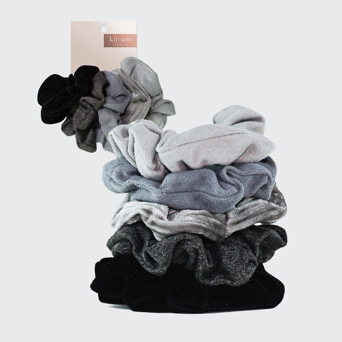 Velvet Scrunchies - Black/Gray