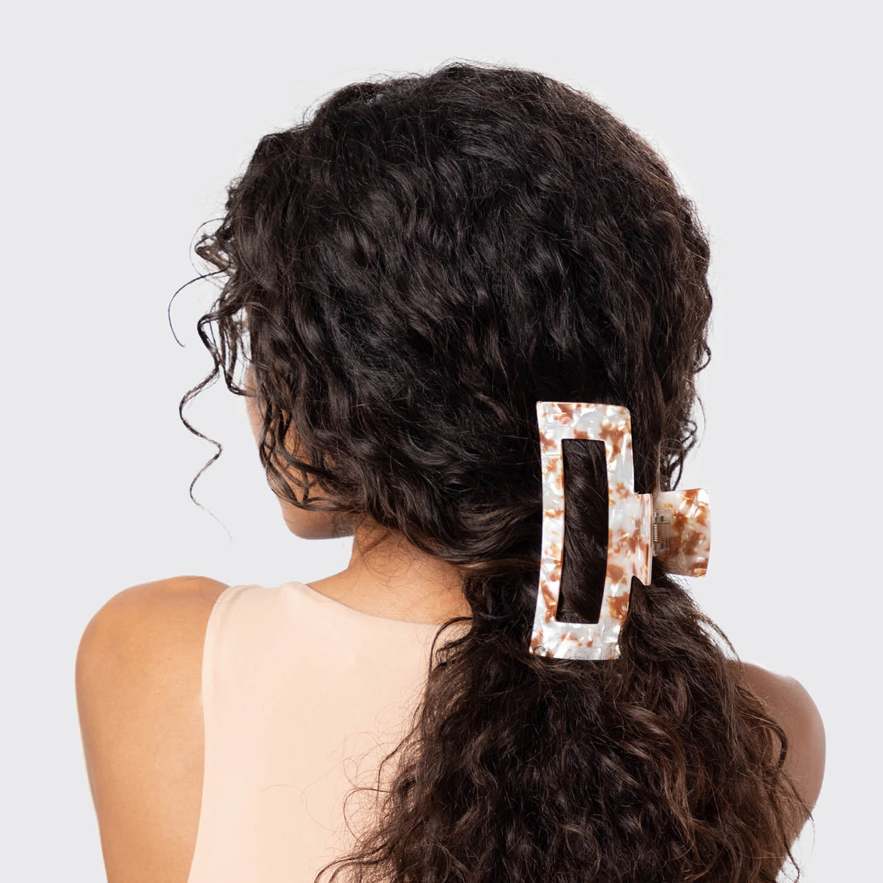 Tan Marble Jumbo Claw Clip