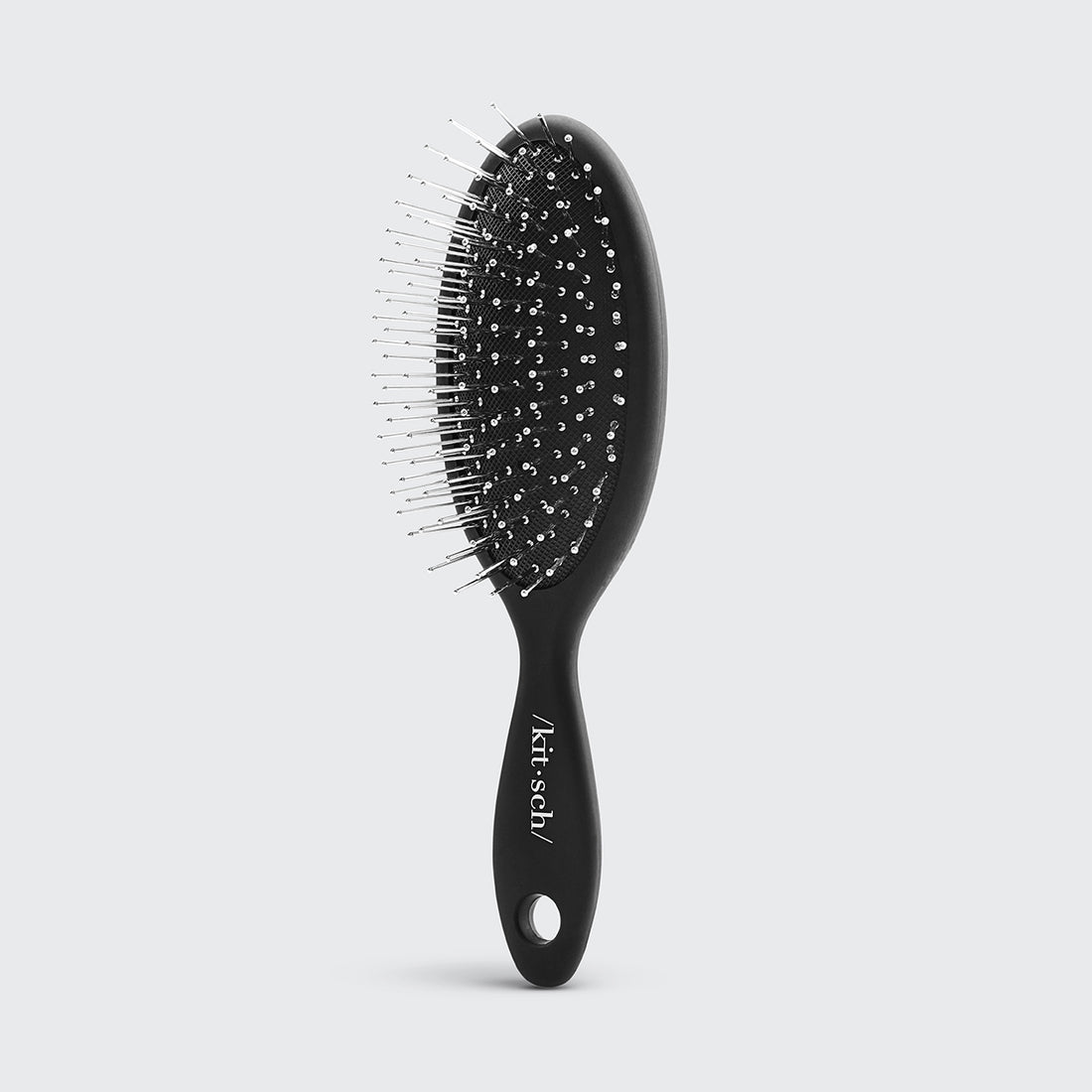 Recycled Plastic Metal Bristle Mini Travel Hair Brush - Black