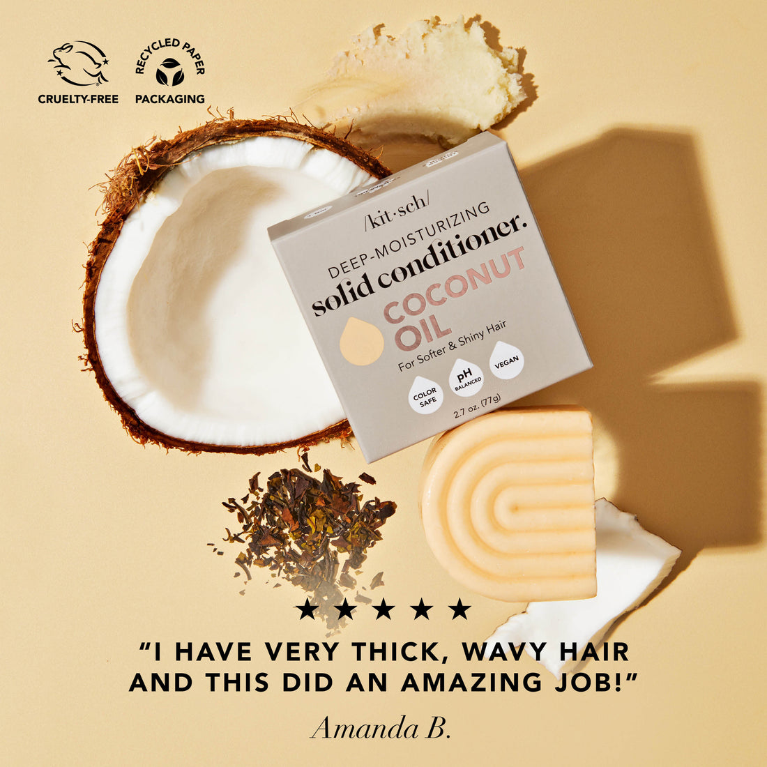 Coconut Oil Conditioner Bar for Dry Damaged Hair