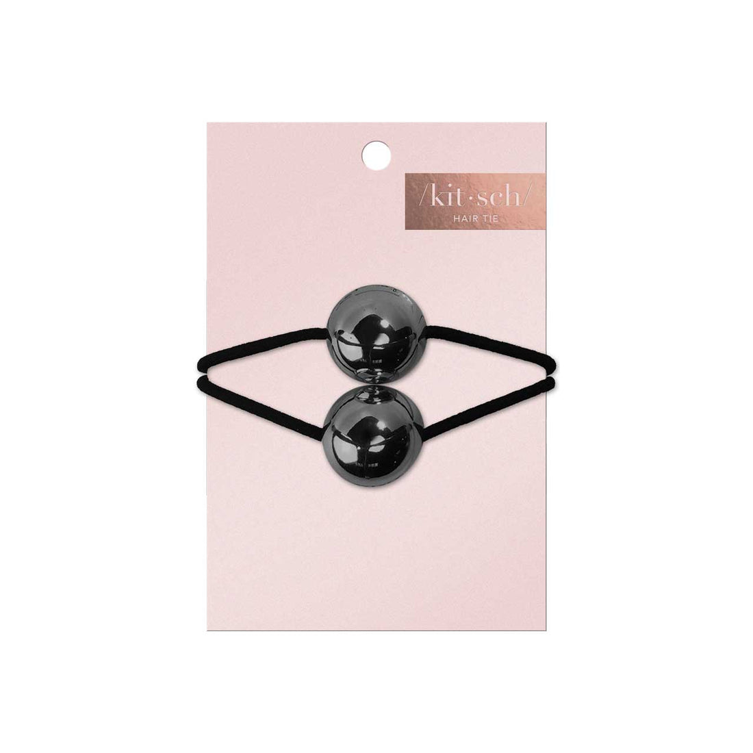 Metal Double Bead Hair Tie - Hematite