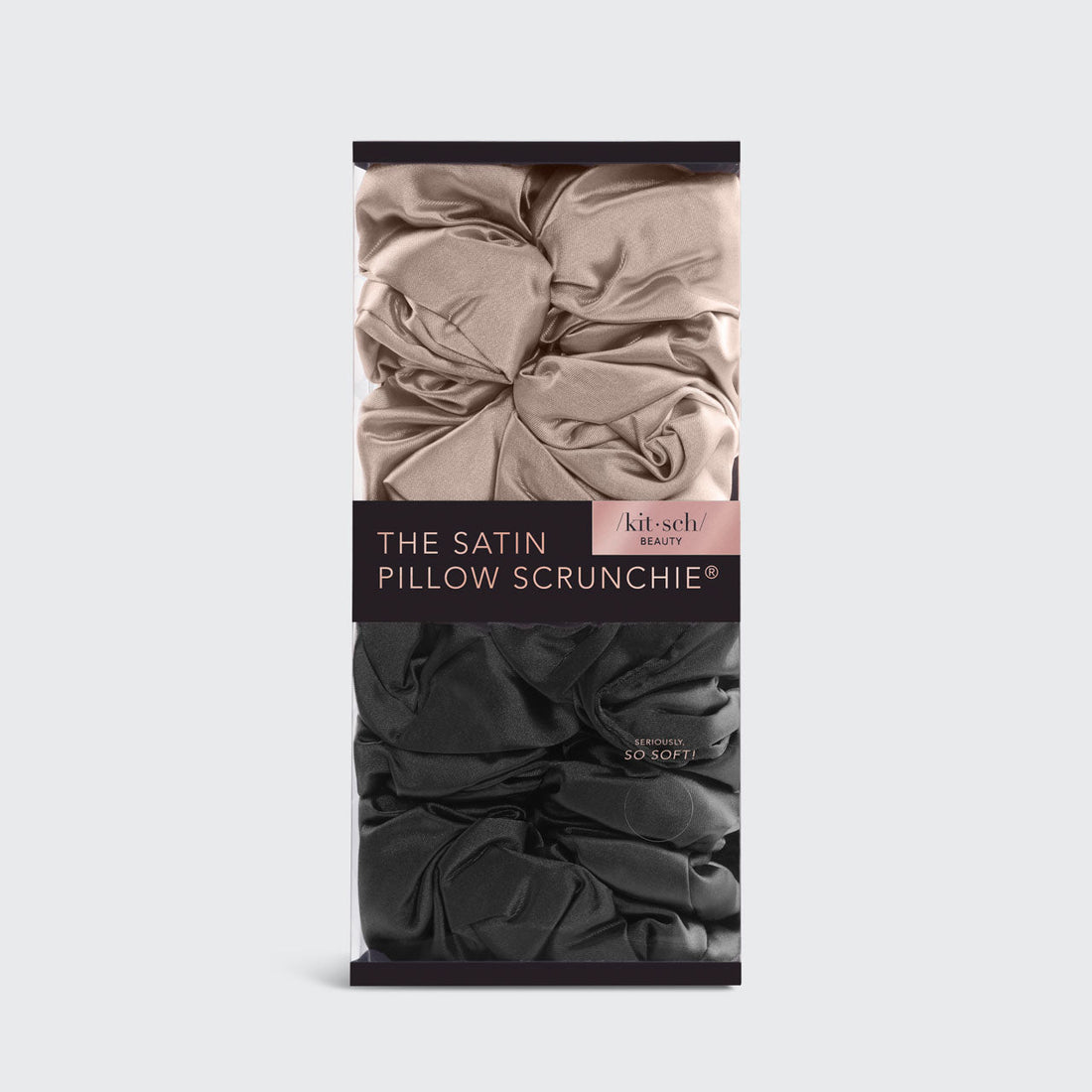 Charcoal & Gold Satin Pillow Scrunchies 2pc Set