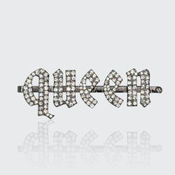 Rhinestone "Queen" Bobby Pin - Hematite