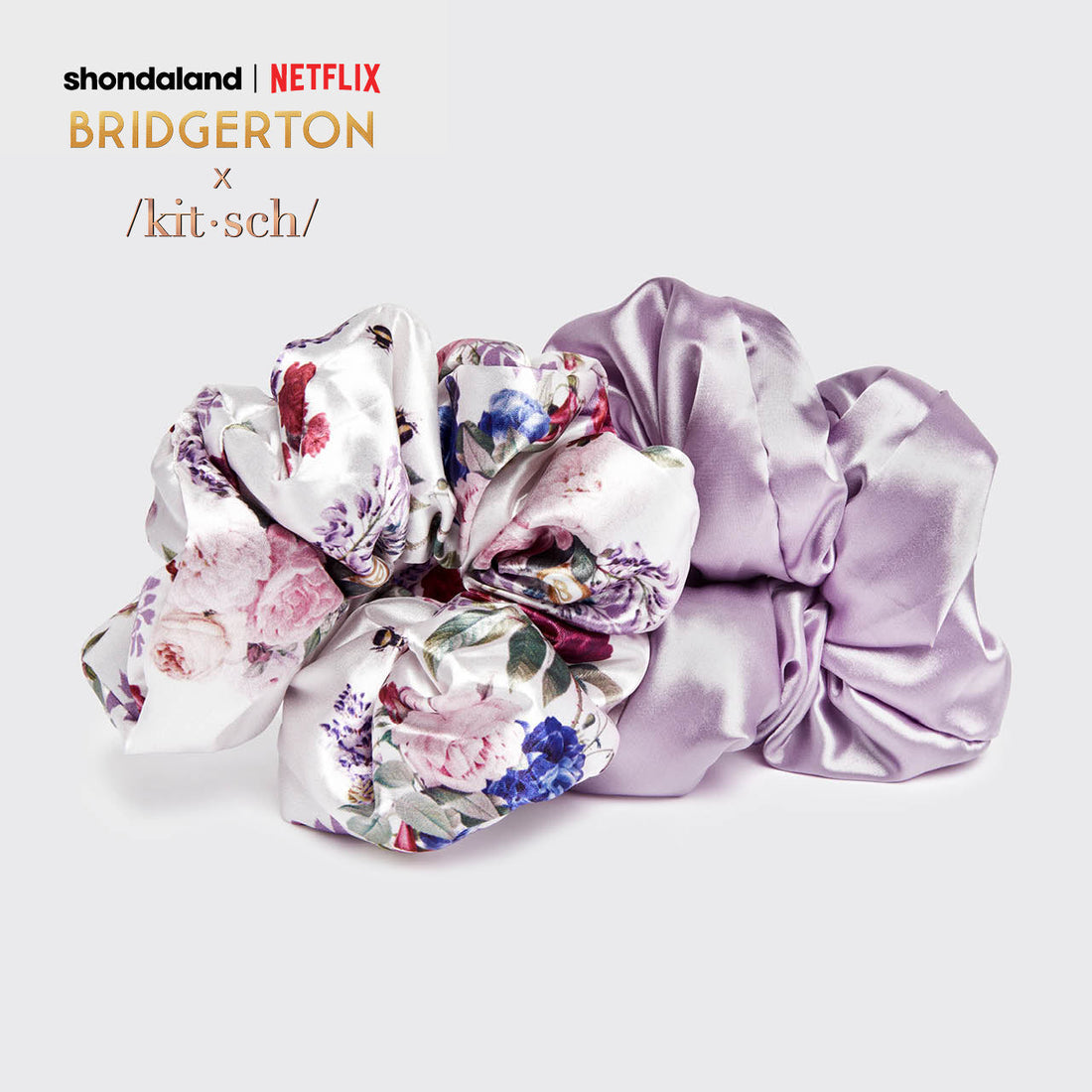 Bridgerton x Kitsch Satin Pillow Scrunchies - Floral