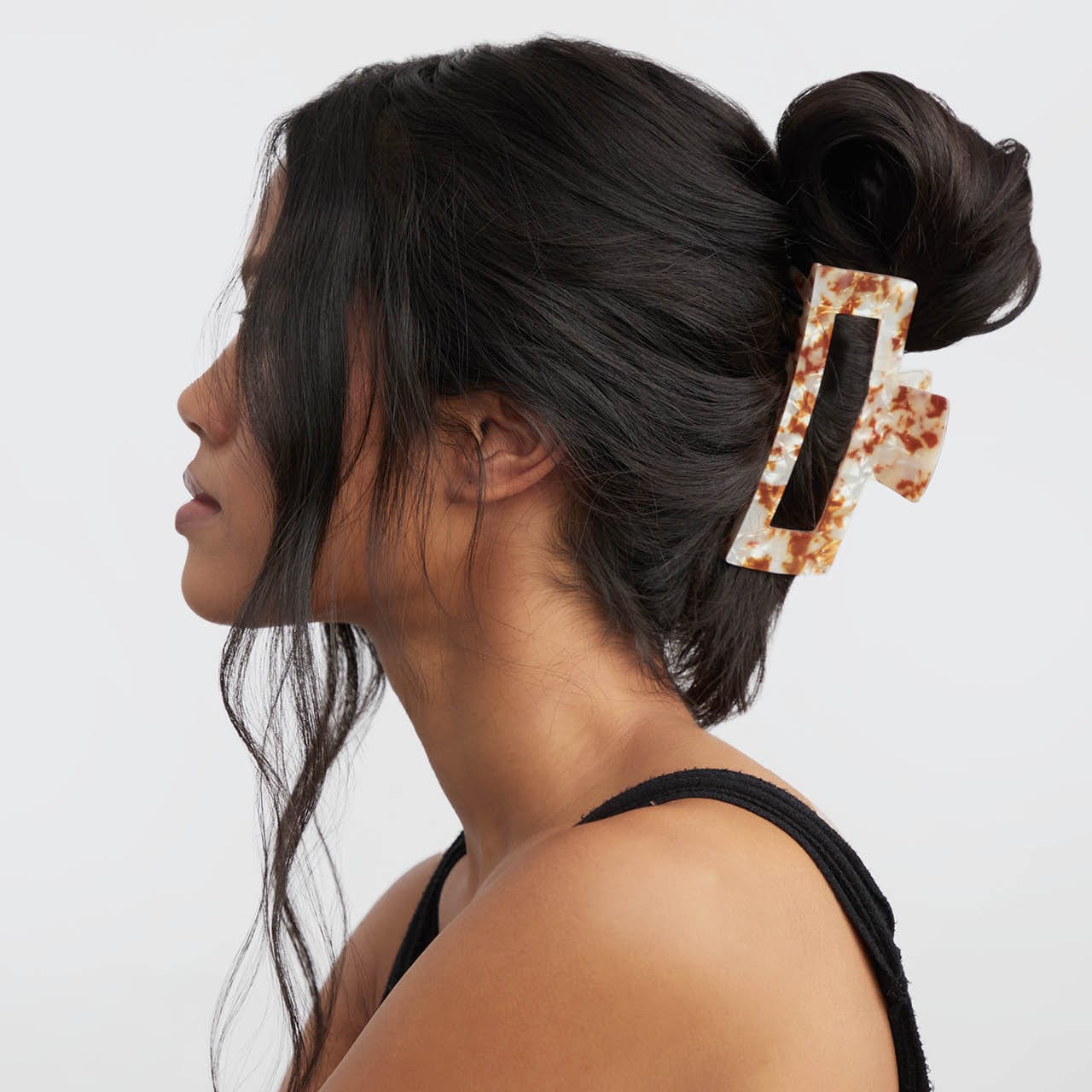 Tan Marble Jumbo Claw Clip