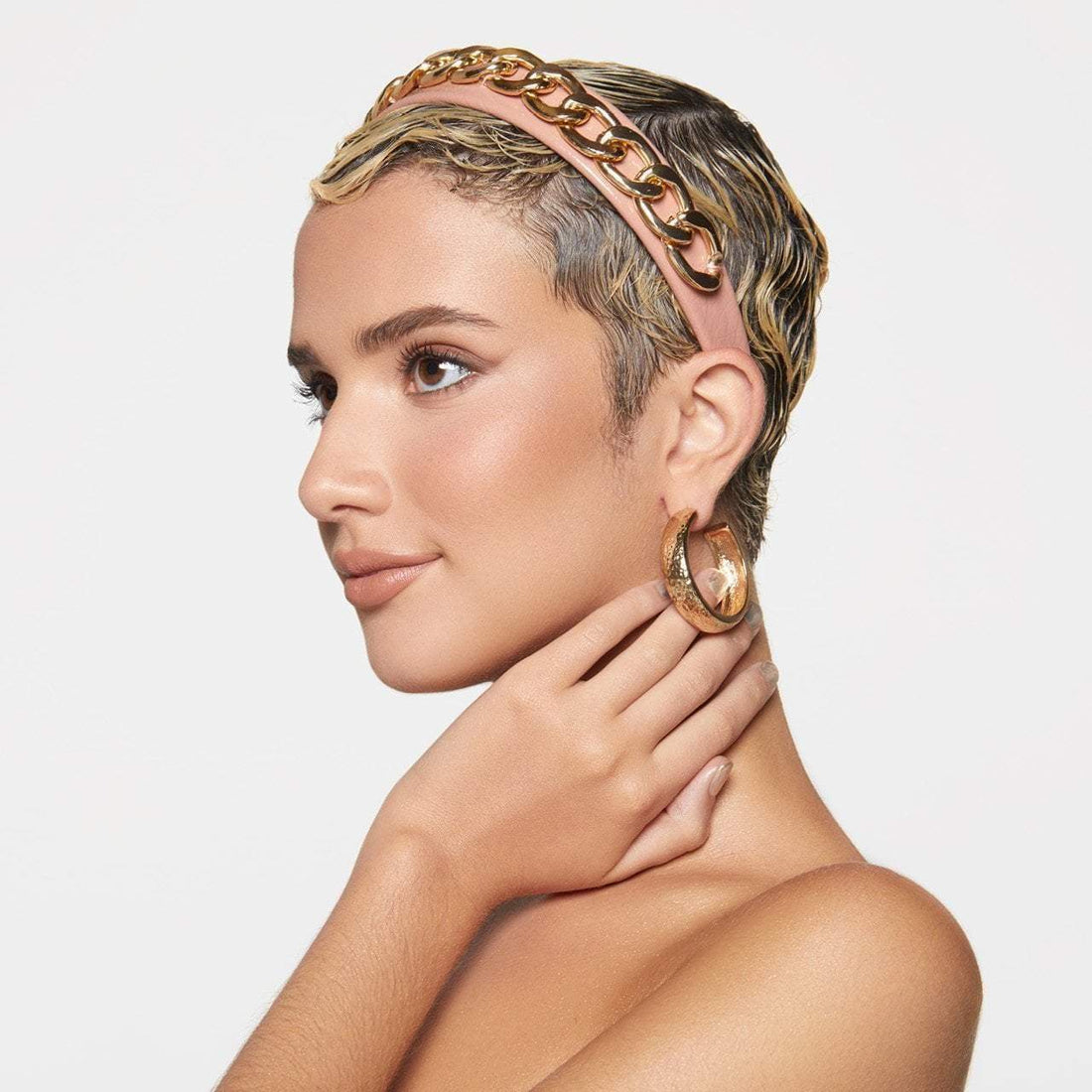 Patent Headband with Chain - Blush Kitsch X Justine Marjan Kitsch X Justine Marjan