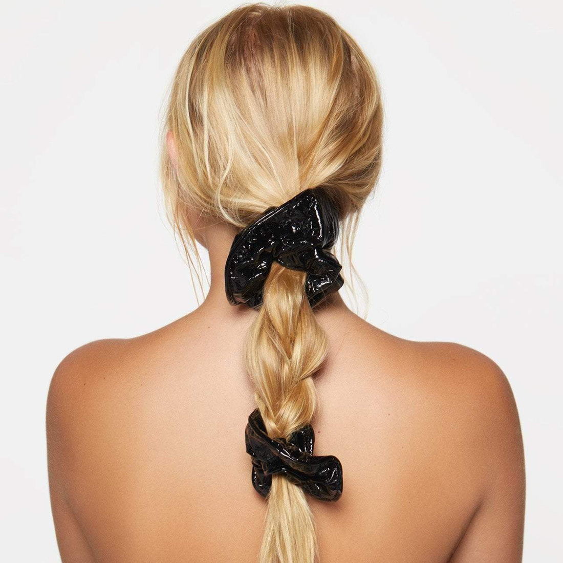 Plain Patent Scrunchie 2pc Set - Black Kitsch X Justine Marjan Kitsch X Justine Marjan