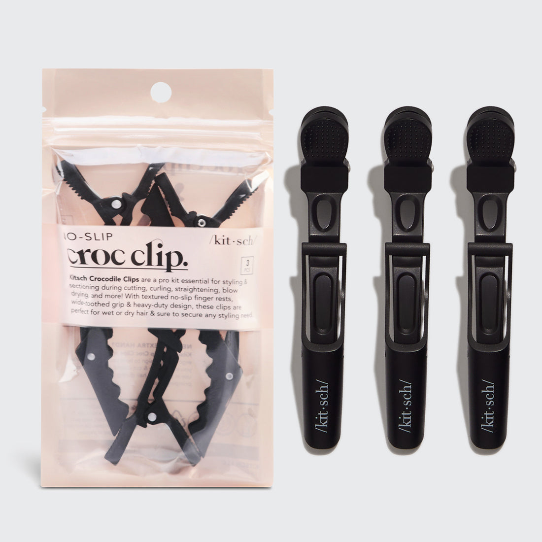 Black No-Slip Crocodile Clips 3pc Set