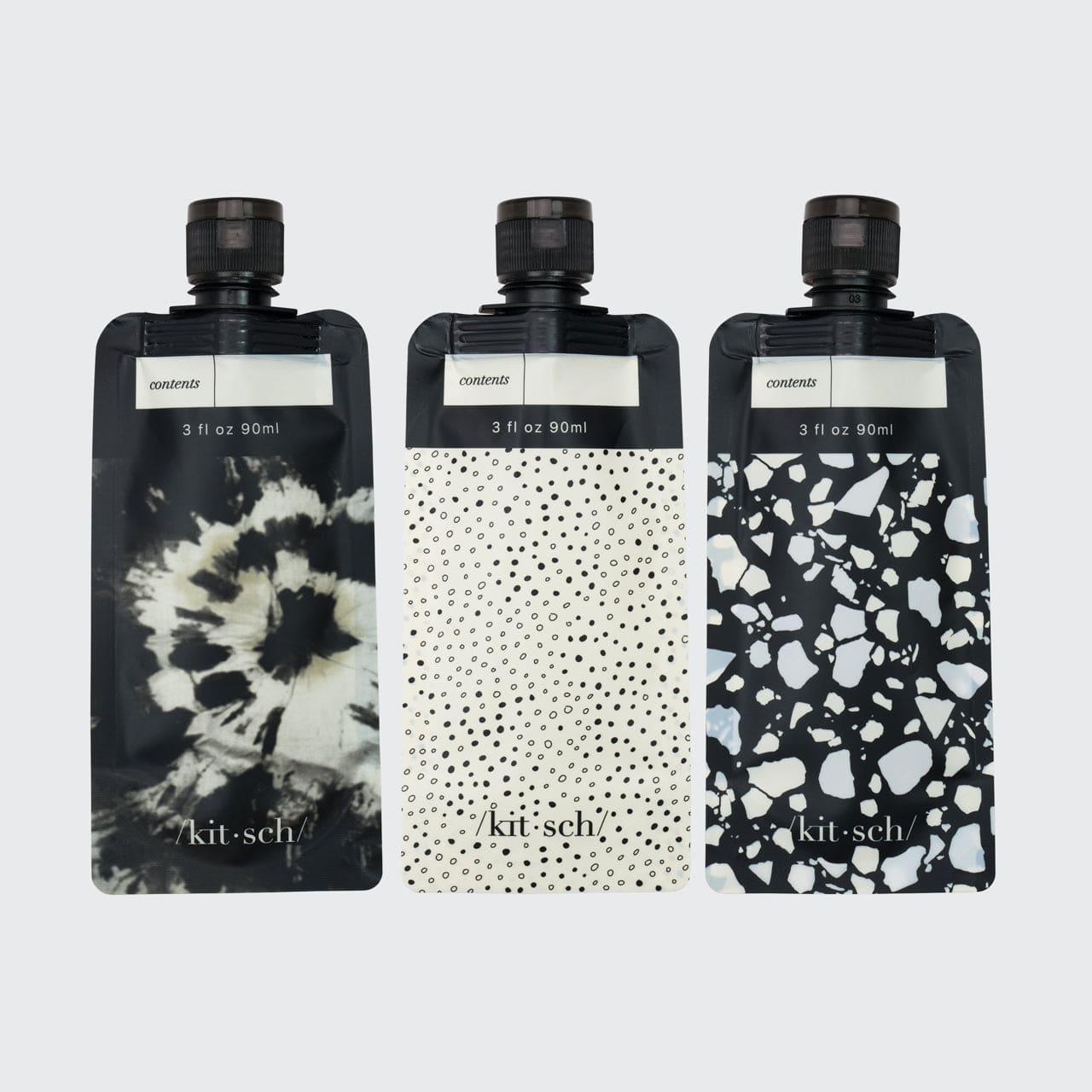 Black & Ivory Travel Bottles for Toiletries 3pc Set