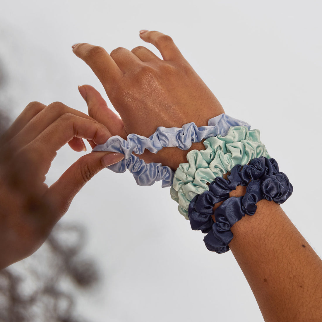 Garden Bouquet Ruched Satin Scrunchies 5pc Set