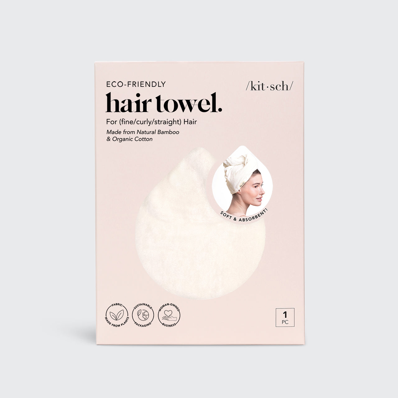 Organic Bamboo Hair Towel - White
