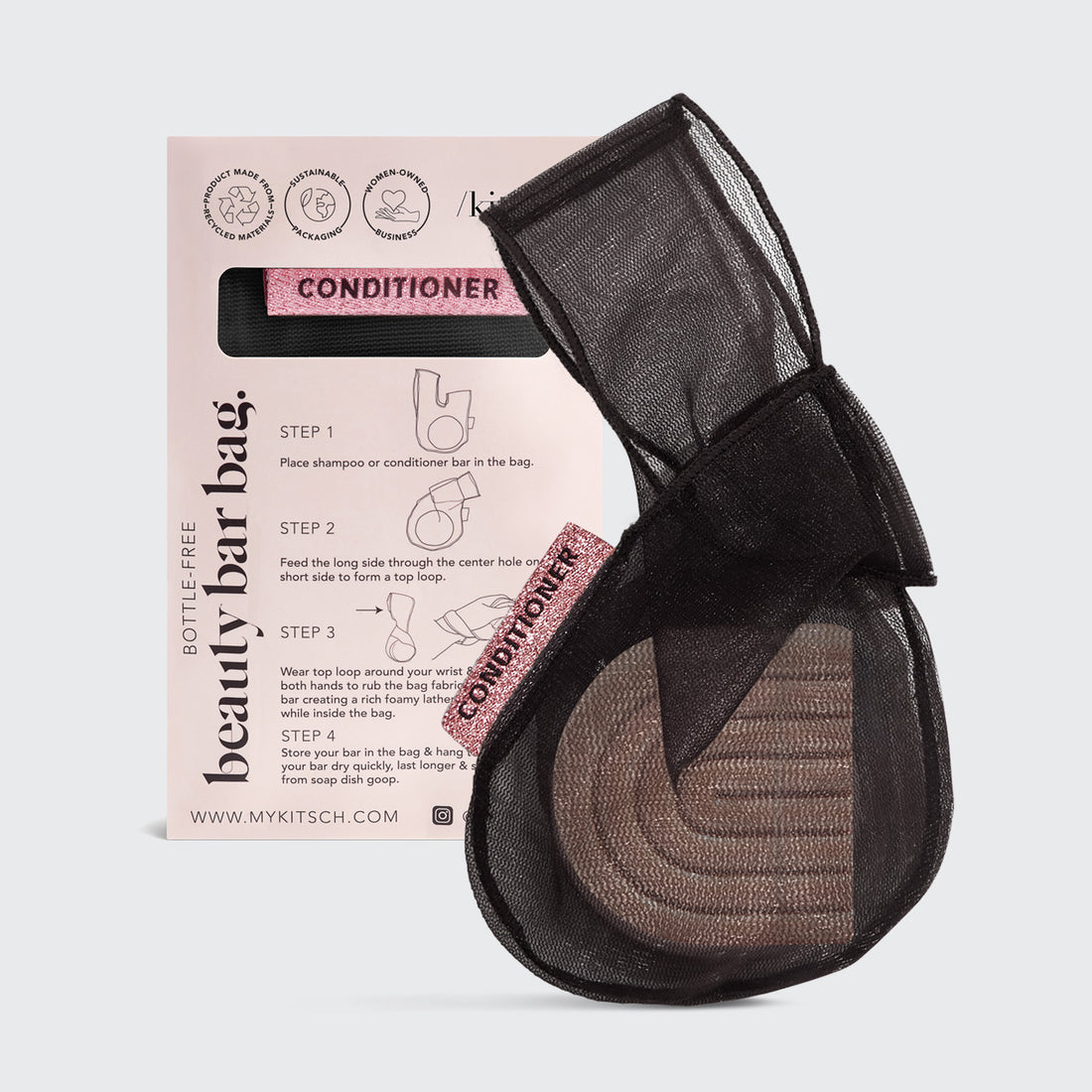 Recycled Fabric Conditioner Bar Saver Bag- Black