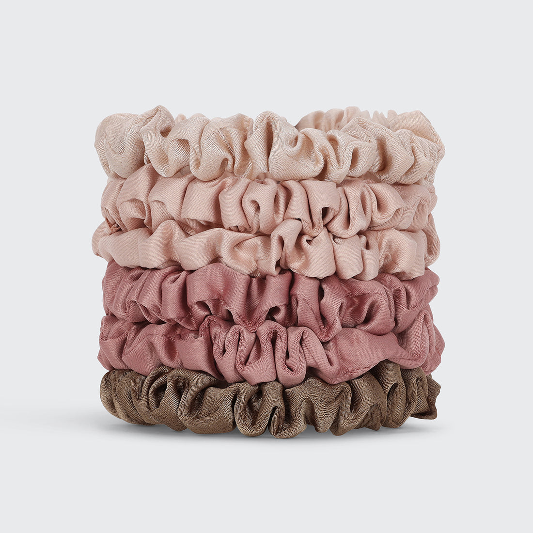 Terracotta Ultra Petite Satin Scrunchies 6pc Set