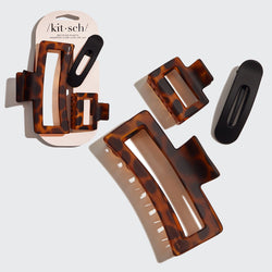Assorted Rectangle Claw Clips 3pc Set