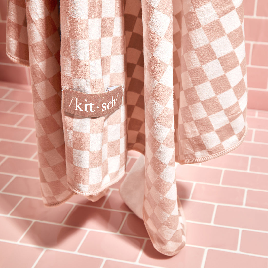 Terracotta Checker XL Hair Towel Wrap