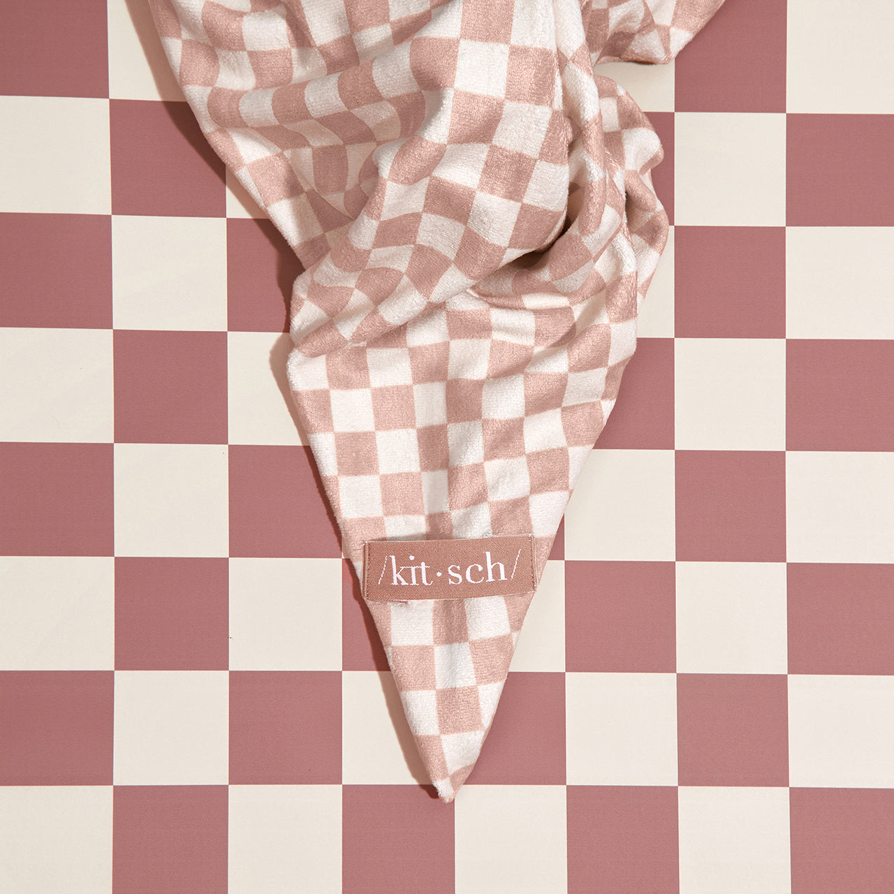 Terracotta Checker XL Hair Towel Wrap