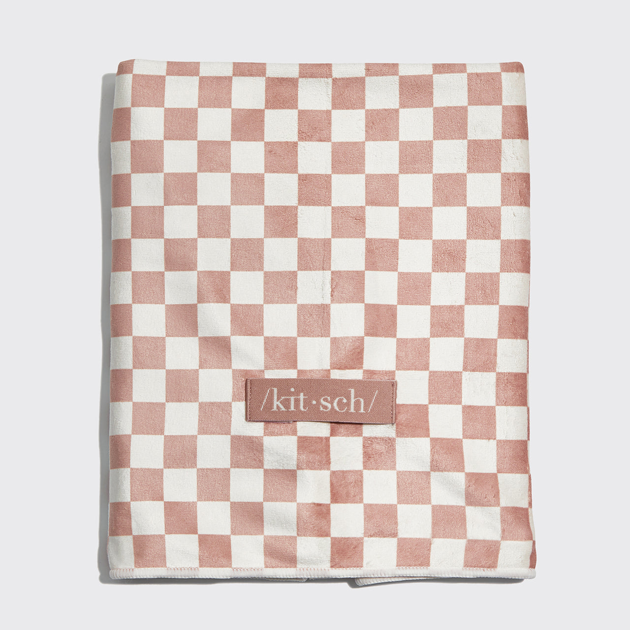 Terracotta Checker XL Hair Towel Wrap