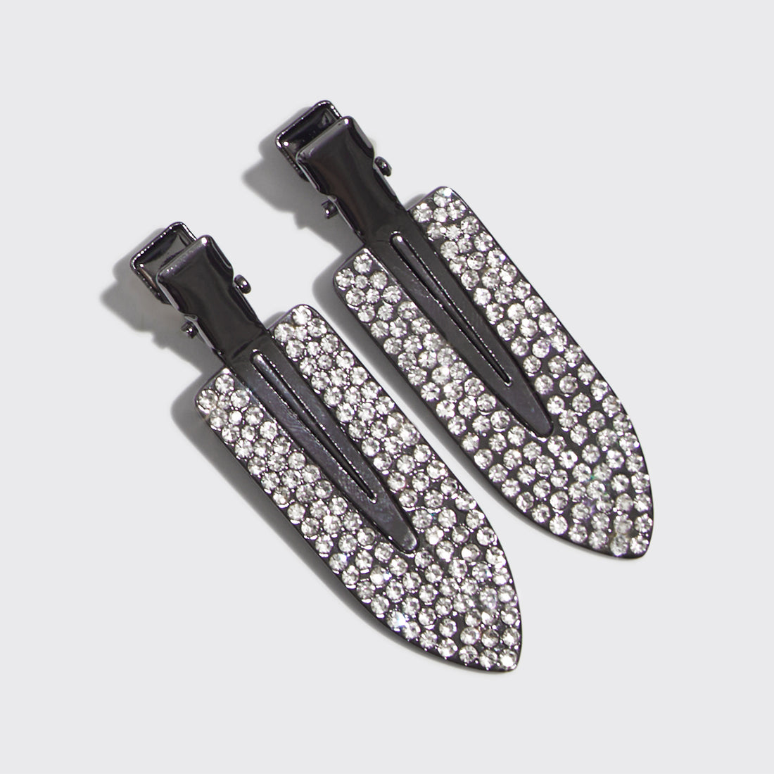 Metal Rhinestone Creaseless Clips 2pc Set- Hematite
