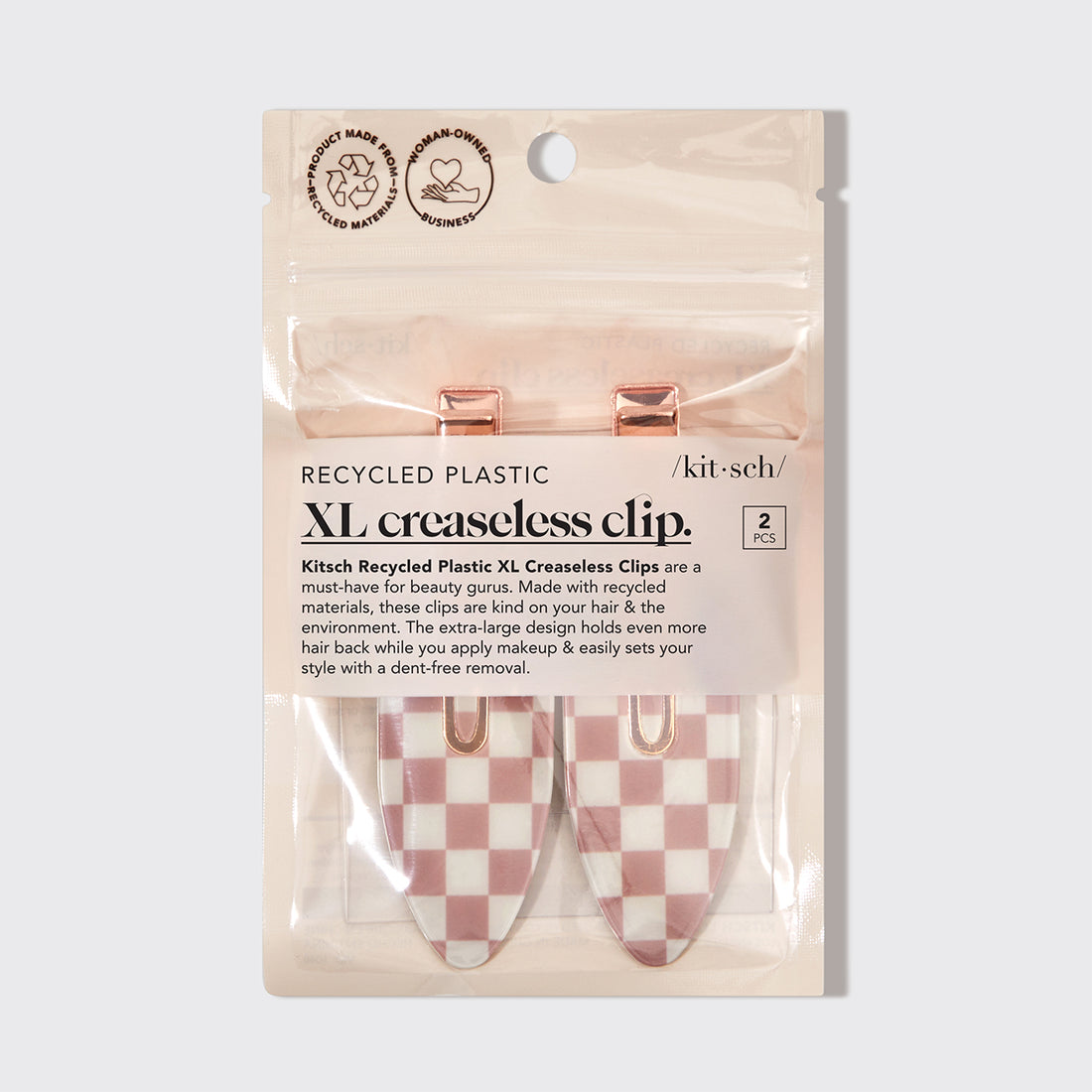 XL Terracotta Checker Creaseless Clips 2pc Set