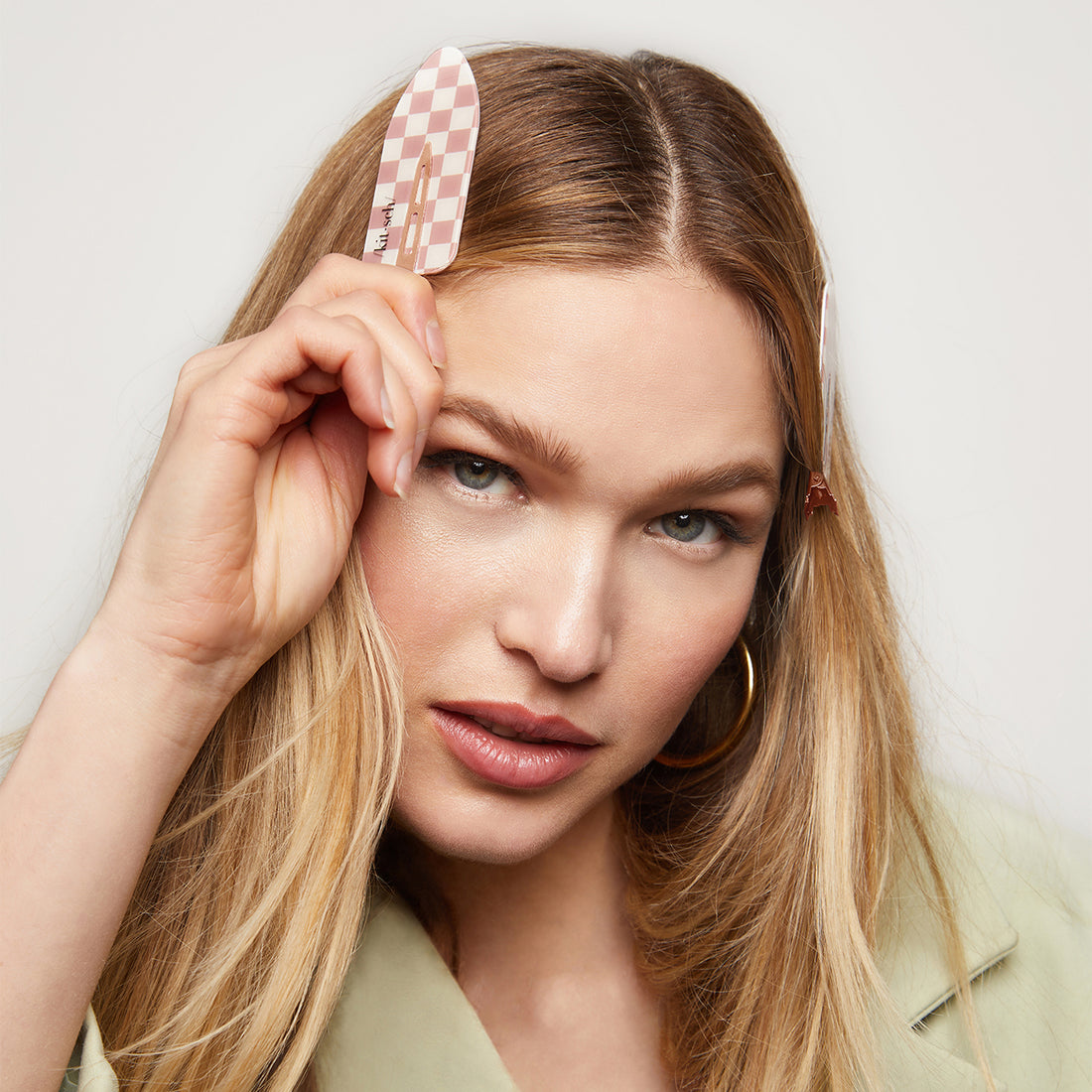 XL Terracotta Checker Creaseless Clips 2pc Set