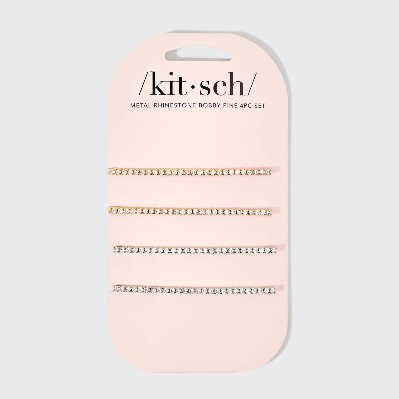 Metal Rhinestone Extra Long Bobby Pins 4pc Set - Gold and Silver