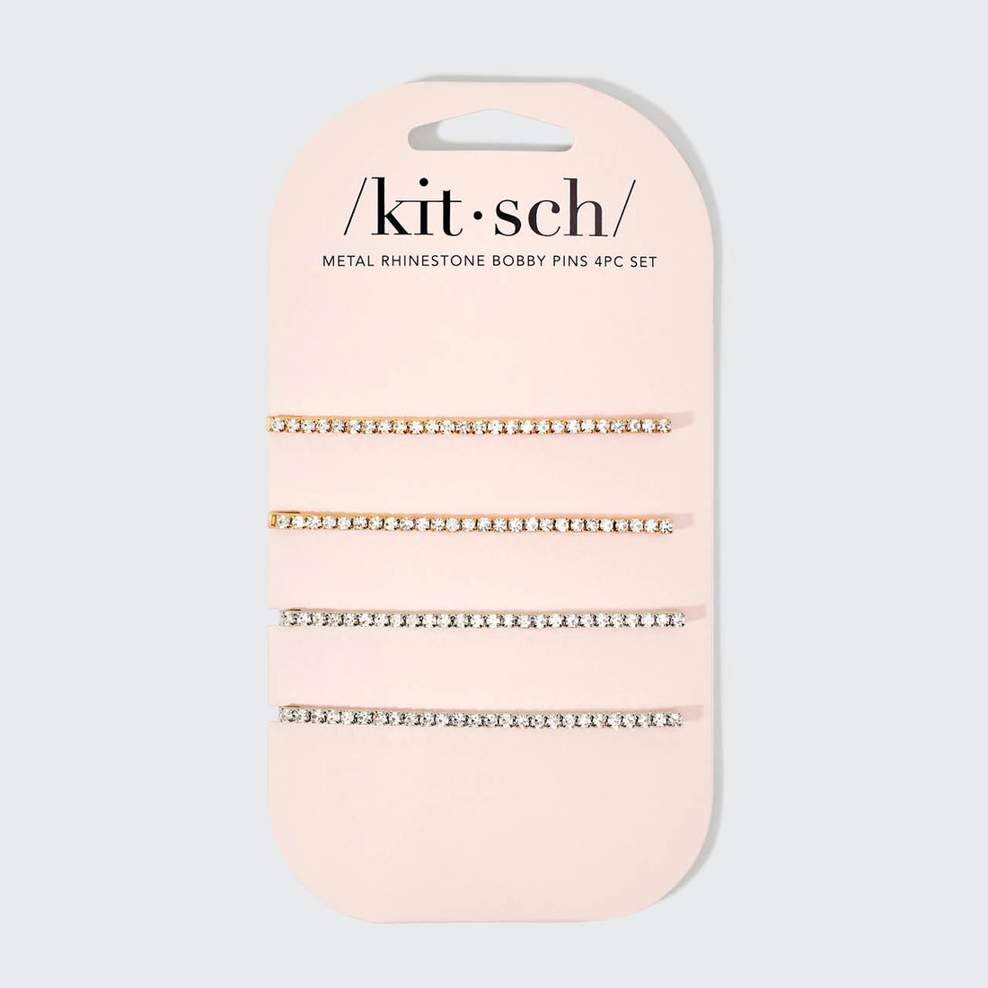 Metal Rhinestone Extra Long Bobby Pins 4pc Set - Gold and Silver