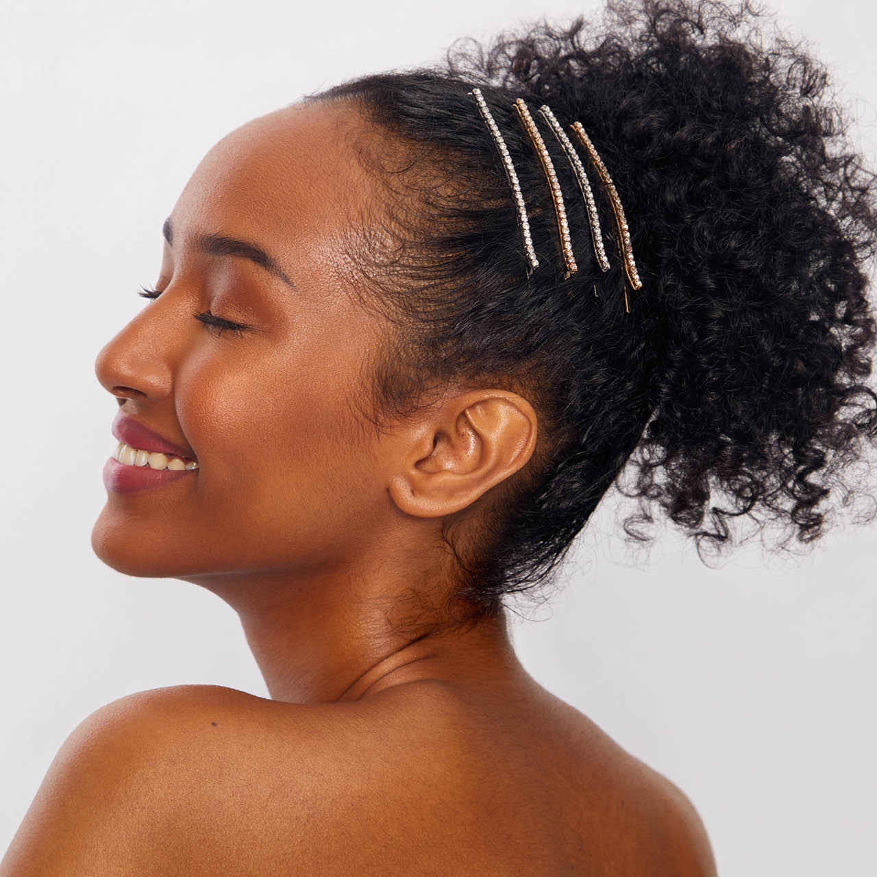 Metal Rhinestone Extra Long Bobby Pins 4pc Set - Gold and Silver