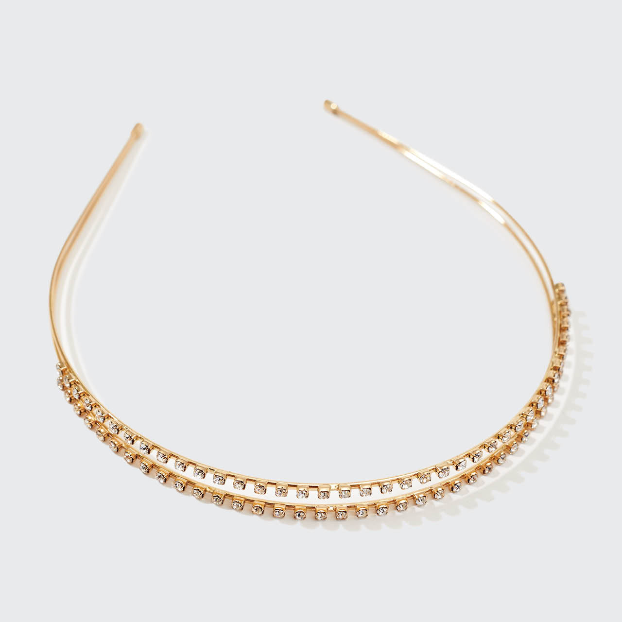 Gold Metal Rhinestone Double Headband
