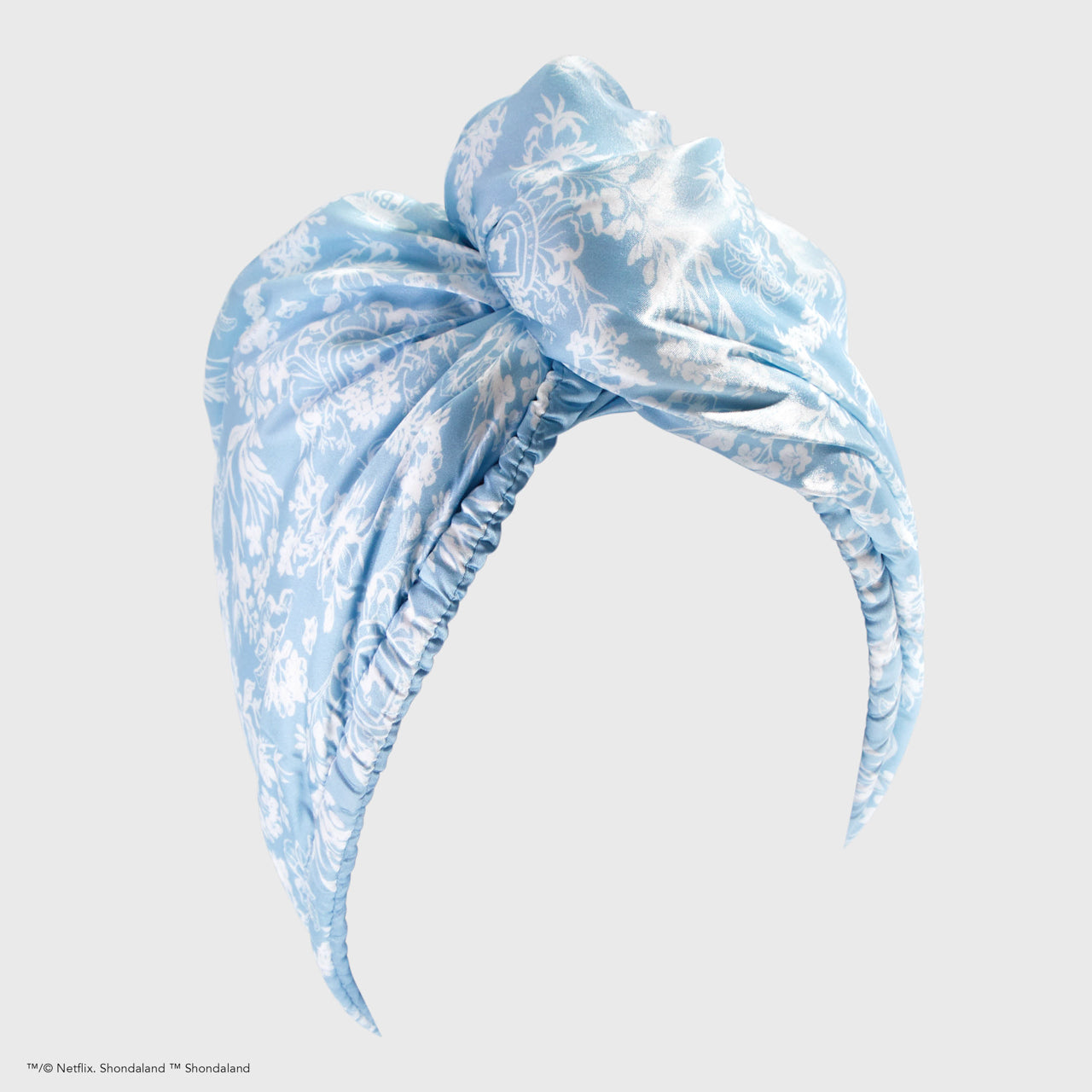 Kitsch x Bridgerton Satin Wrapped Hair Towel / Toile De Blue