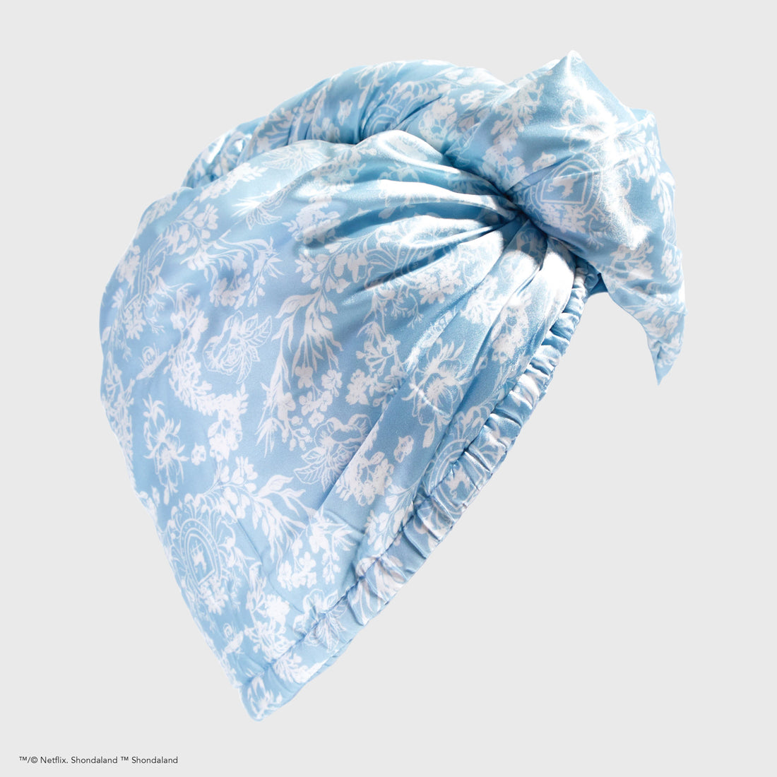 Kitsch x Bridgerton Satin Wrapped Hair Towel / Toile De Blue