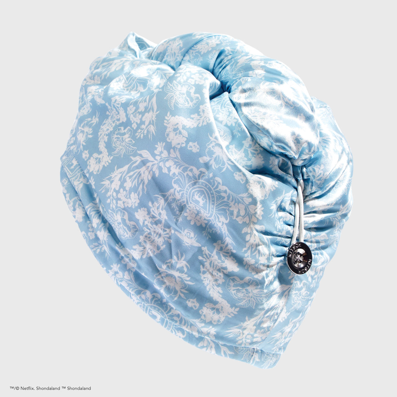 Kitsch x Bridgerton Satin Wrapped Hair Towel / Toile De Blue