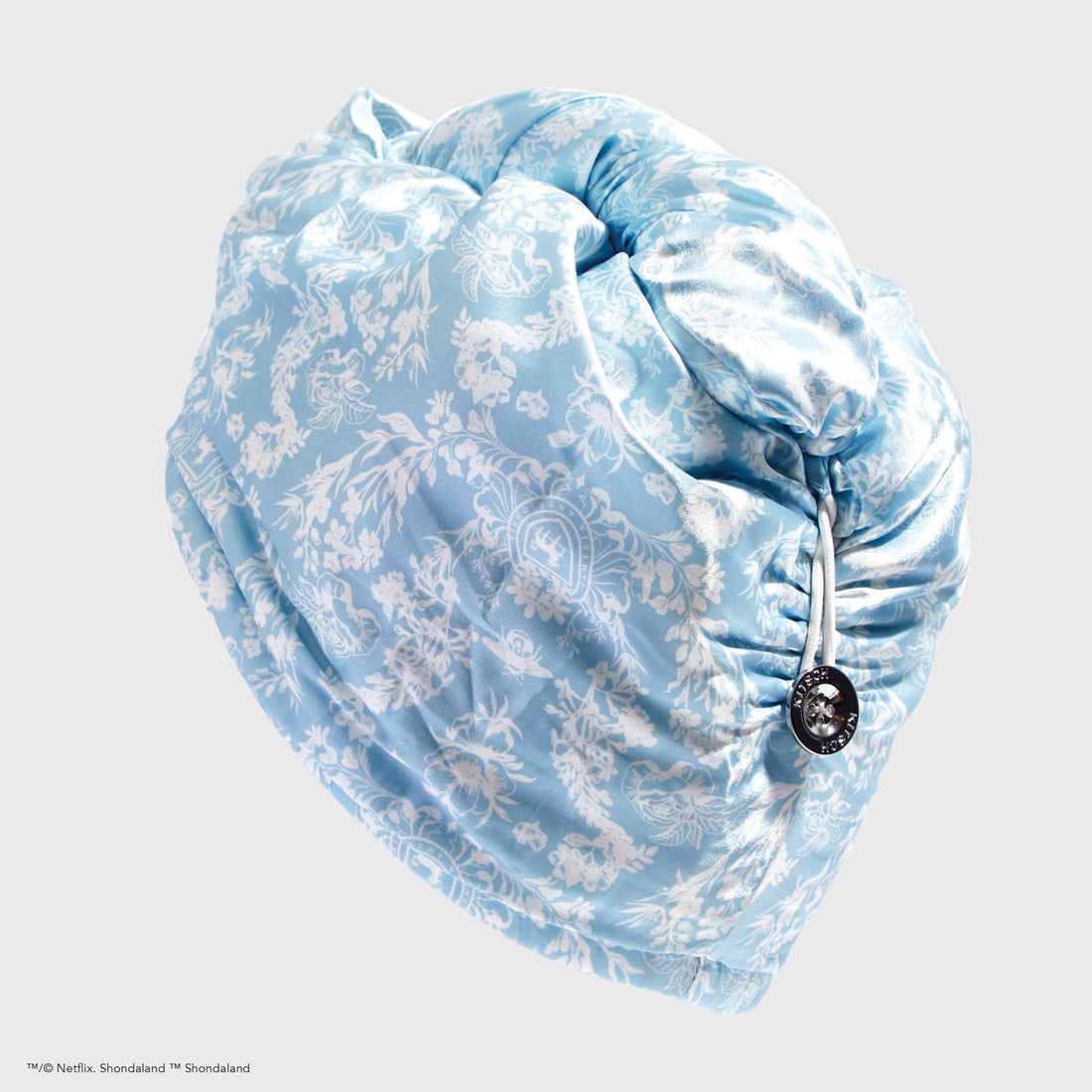 Kitsch x Bridgerton Satin Wrapped Hair Towel / Toile De Blue