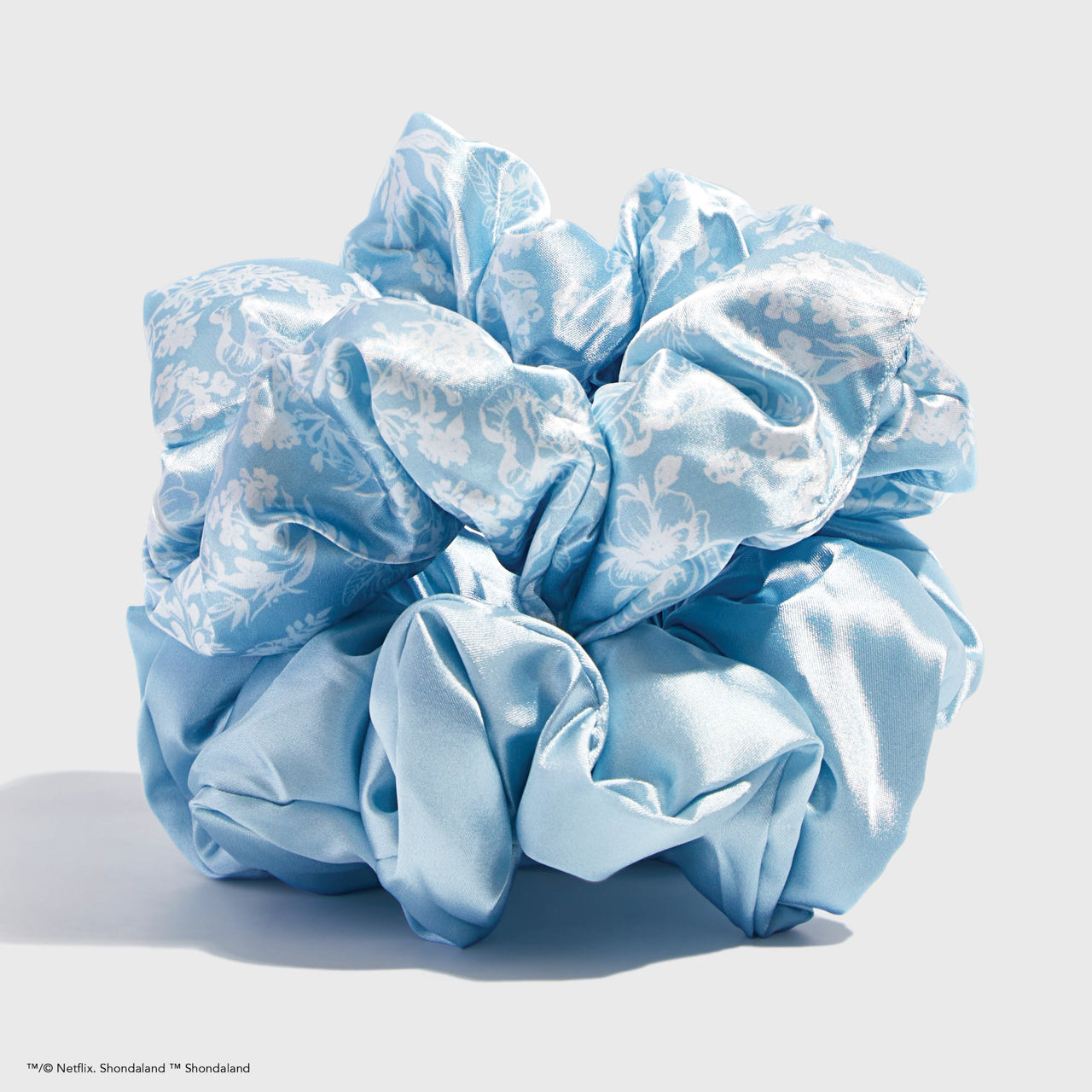 Kitsch x Bridgerton Satin Pillow Scrunchies in Toile De Blue