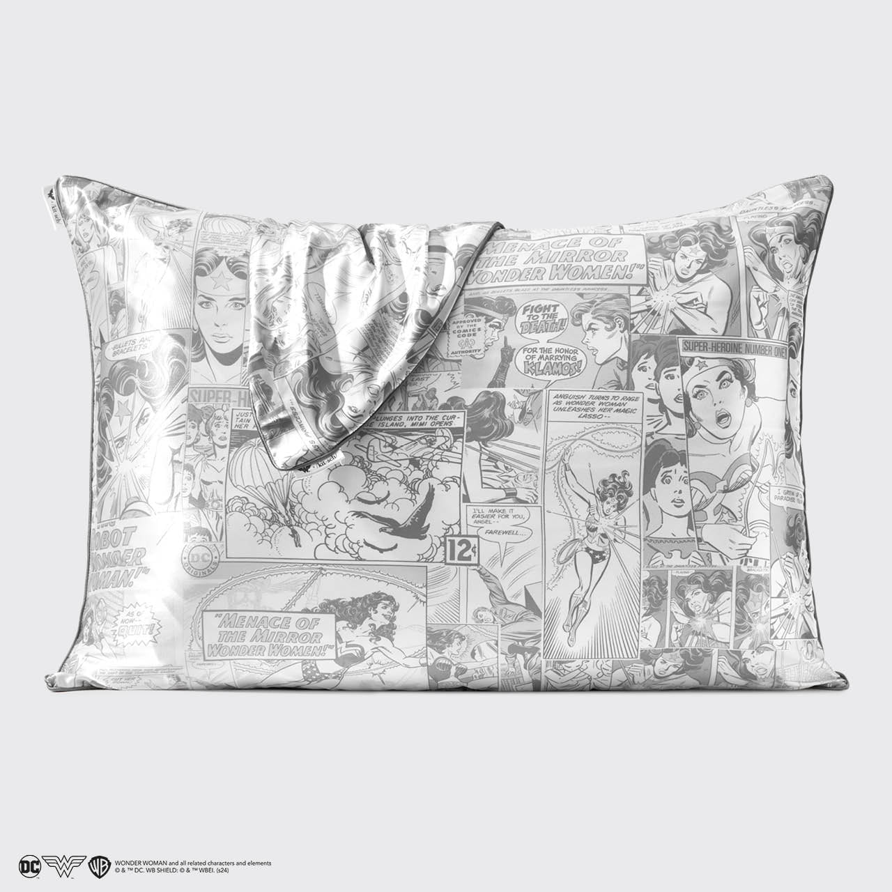 Kitsch x Wonder Woman Satin Pillowcase in Comic Print