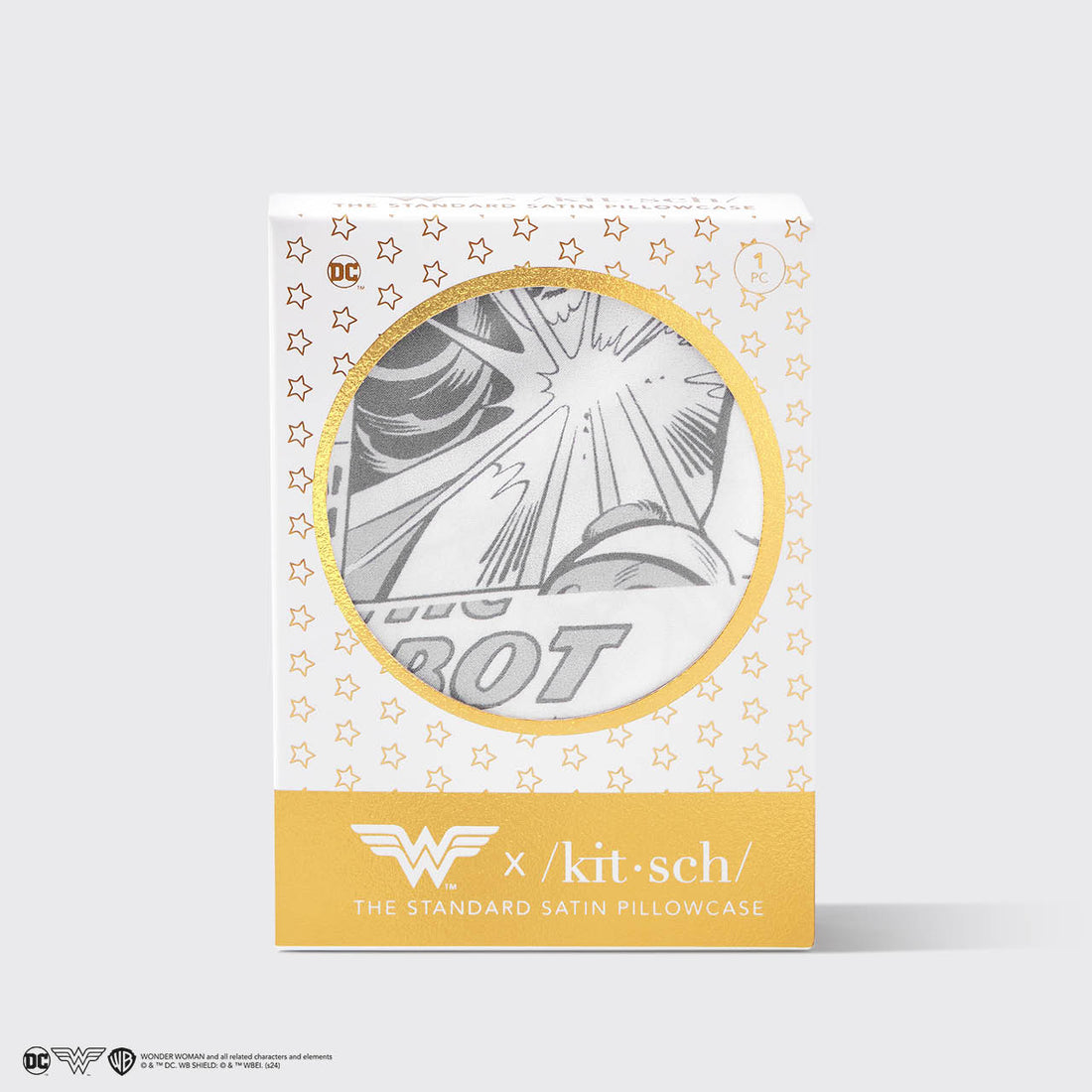 Kitsch x Wonder Woman Satin Pillowcase in Comic Print