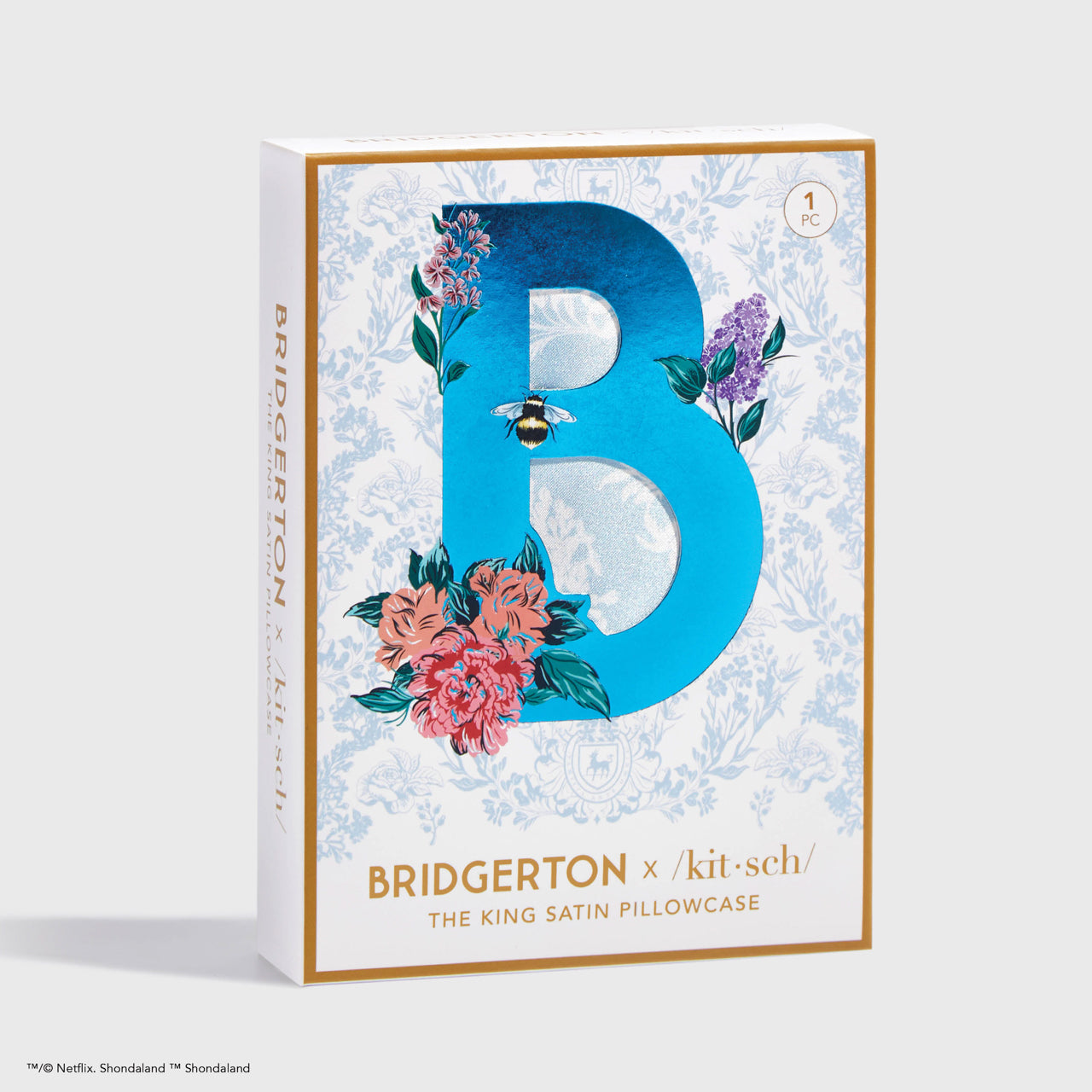 Kitsch x Bridgerton Satin Pillowcase in Toile De Blue - King