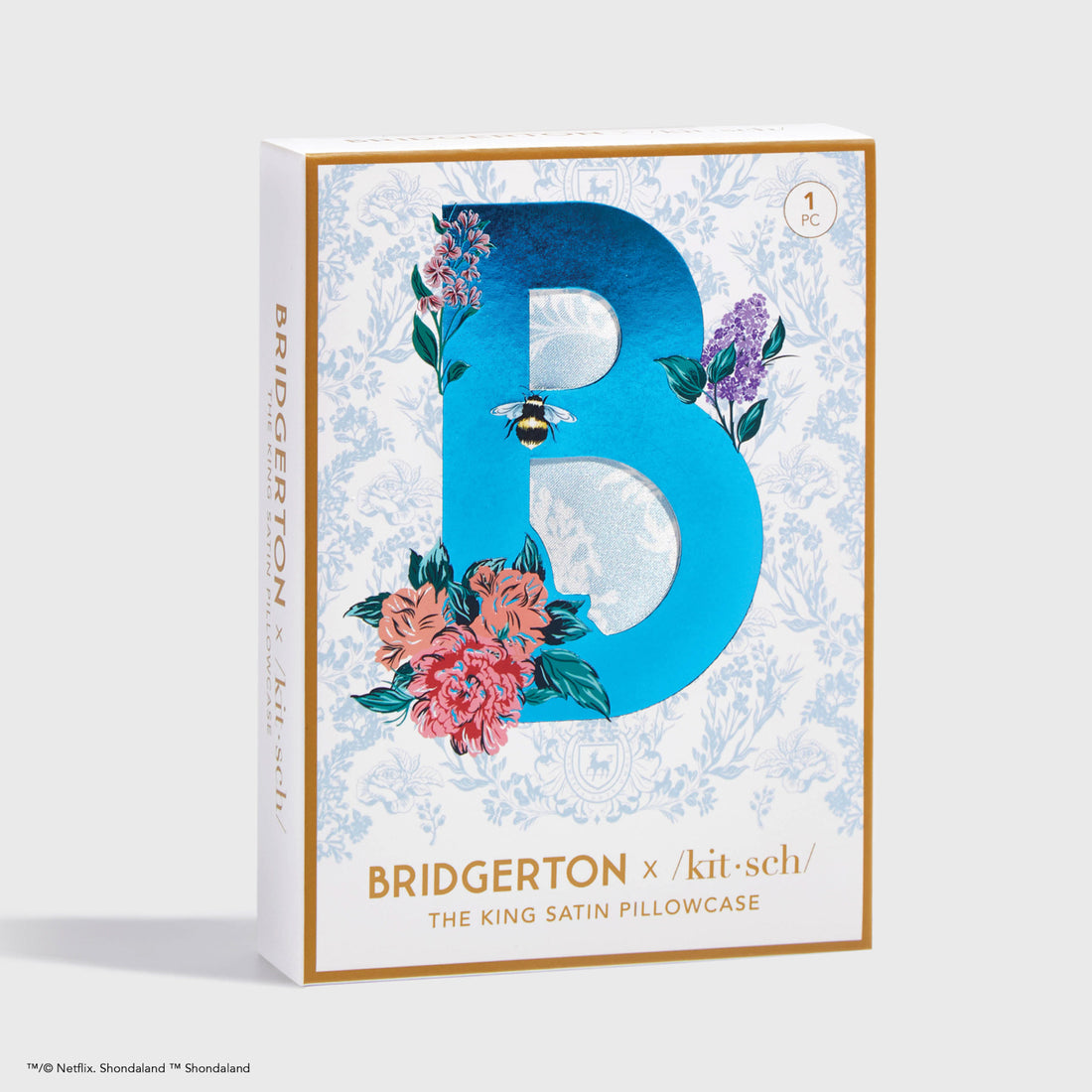 Kitsch x Bridgerton Satin Pillowcase in Toile De Blue - King