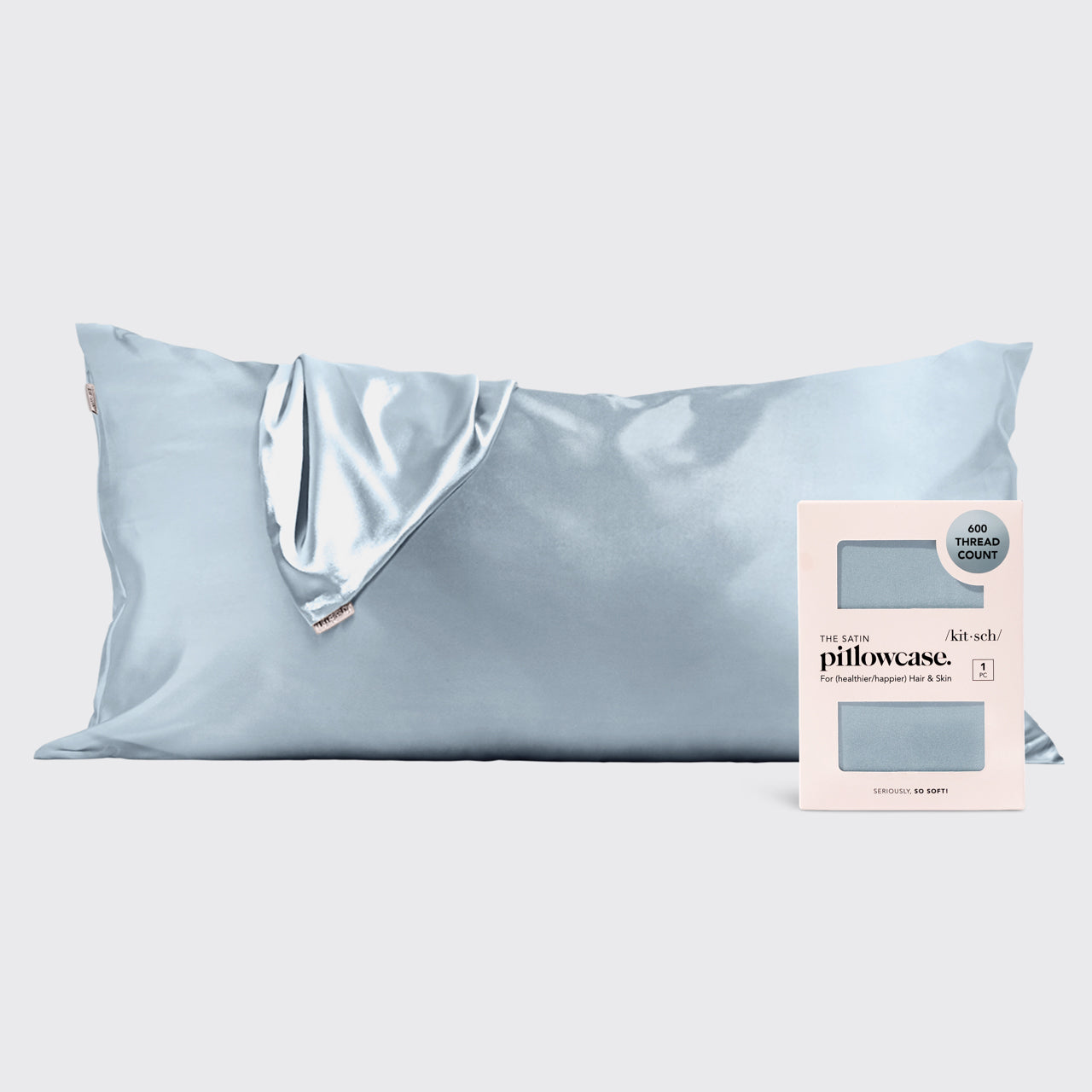 Satin Pillowcase in Haze Blue - King
