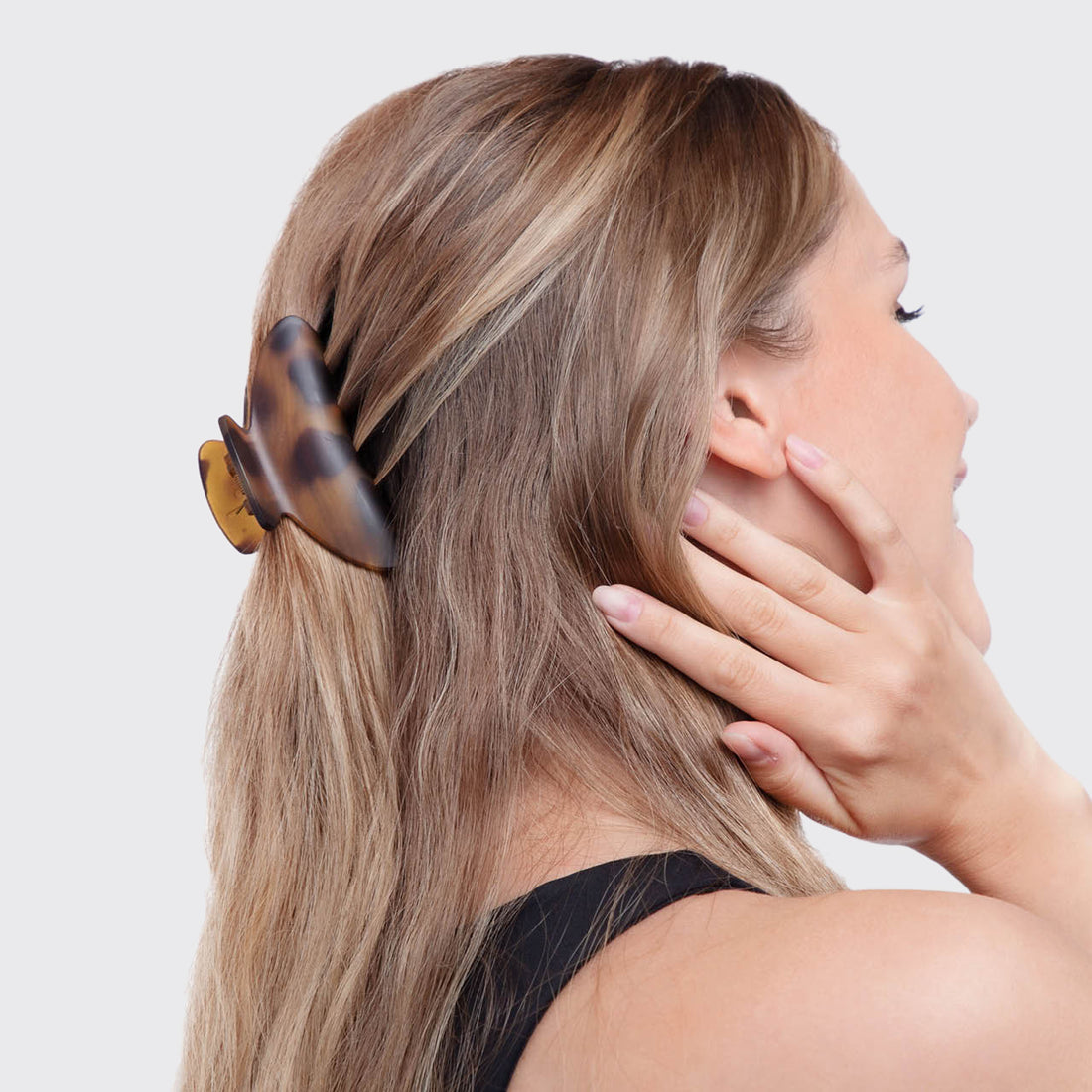 Black & Tort Curved Claw Clips 2pc Set - Medium