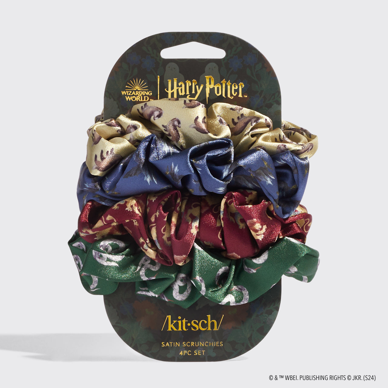 Kitsch x Harry Potter Satin Scrunchies 4pc Set in All Houses