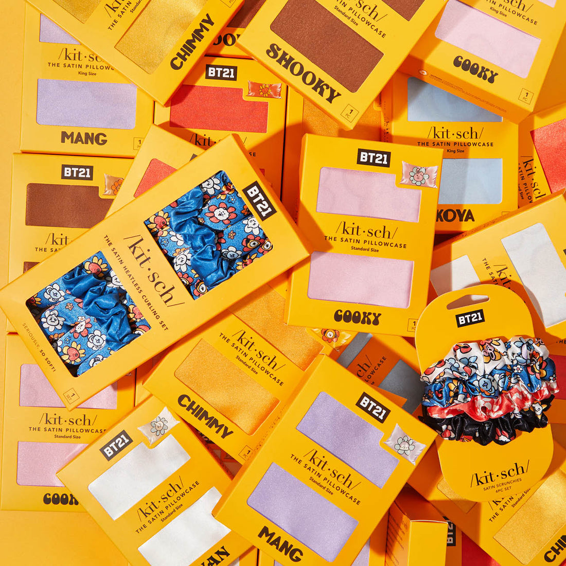 Kitsch x BT21 Satin Sleep Scrunchies 4pc Set