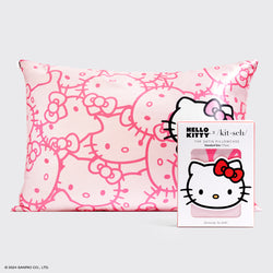 Kitsch x Hello Kitty Satin Pillowcase in Pink Hello Kitty Faces