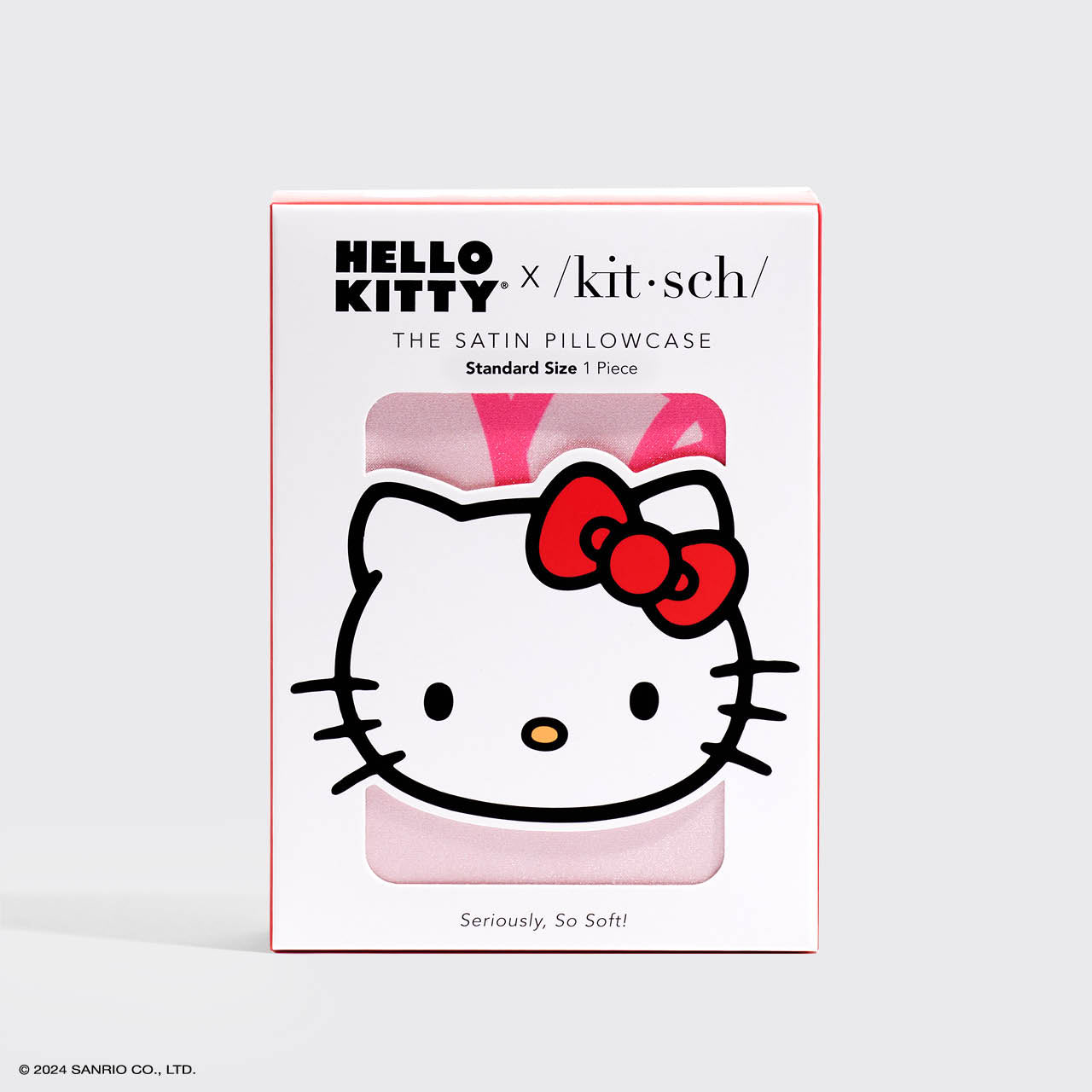 Kitsch x Hello Kitty Satin Pillowcase in Pink Hello Kitty Faces
